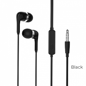 Проводные наушники BOROFONE BM39 Refined, Jack 3.5mm, 1.2 м, Черный, контроллер с микрофоном