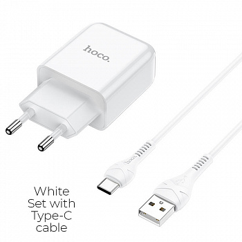Зарядное устройство HOCO N2 Vigour single, 2A, белый, кабель Type-C